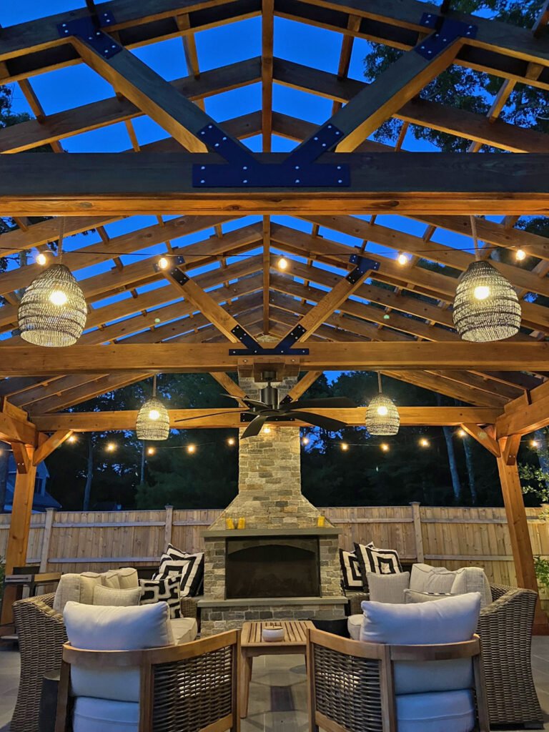 luxury pitched pergola made of wood