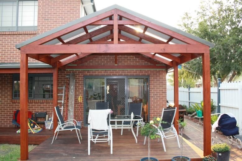 pitched pergola adds depth and character